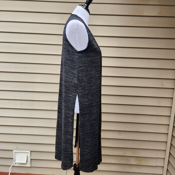Lularoe Sleeveless Duster Long Cardigan Sweater Marled Black Gray Side Slits - Picture 11 of 13